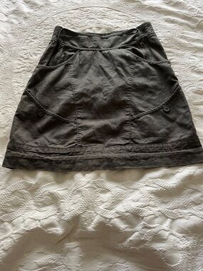 Womens Dark Gray Button-Detail A-Line Skirt - Chlorophylle